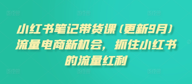 小红书笔记带货课(更新25年6月)流量电商新机会，抓住小红书的流量红利-宅客基地