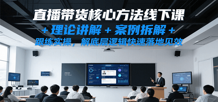 直播带货核心方法线下课，理论讲解+案例拆解+跟练实操，解底层逻辑快速落地见效-宅客基地
