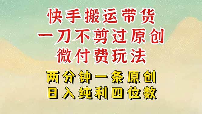 （15577期）快手黑科技搬运带货，一刀不剪过原创，微付费投流玩法，轻松日入四位数…-宅客基地