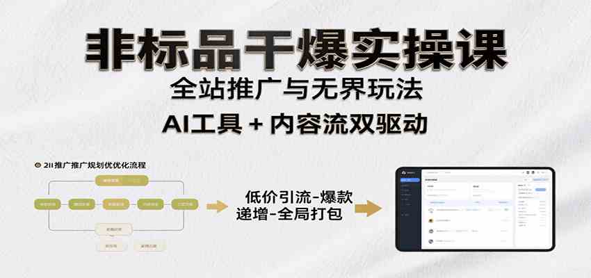 非标品干爆实操课：含多案例及操盘方法，从选品到推广、成交，助力打造爆款实现盈利-宅客基地